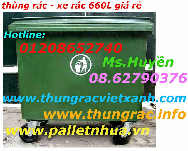 Thùng rác 660L nhựa HDPE 4 bánh xe giá siêu rẻ - www. thungracvietxanh. com