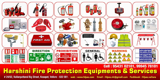 HARSHINI FIRE PROTECTION EQUIPMENTS & SERVICE, Nallan Pattarai Big St, Kosapet, Vellore, Tamil Nadu 632001, India, Fire_Proofing_Contractor, state TN