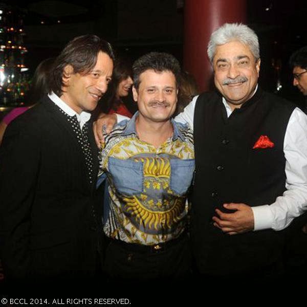 Kamal Jain, Rahul Nath with a guest during a Valentine's Day party, hosted by Roop and Bela Madan, held in the city.