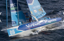 Jean-Pierre Dick sailing Virbac-Paprec 3 in Vendee Globe race