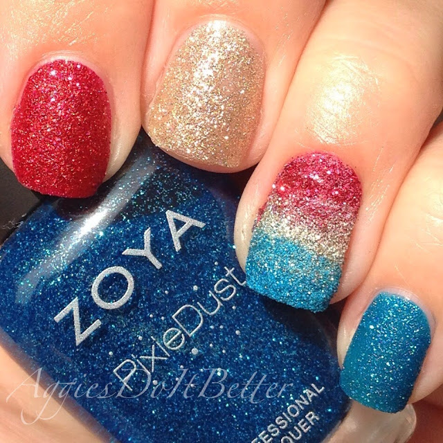 Aggies Do It Better: Zoya Pixiedust Gradient for July 4th!