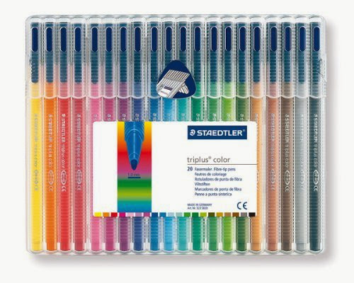  Staedtler Triplus Colour 323 SB20 Fibre-Tip Pen Desktop Box - Assorted Colours (Pack of 20)