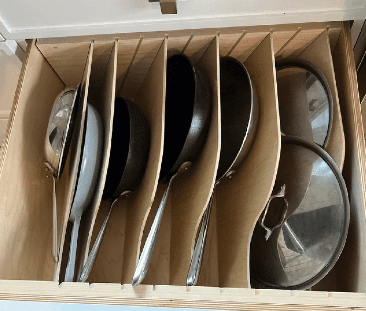 custom-built cookware storage insert