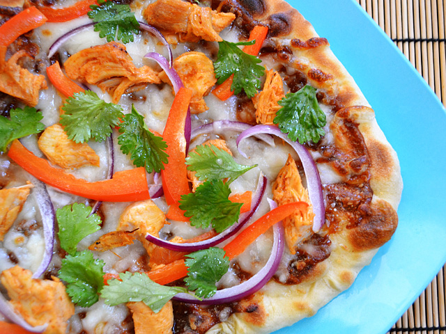 Top view of Thai Chicken Pizza