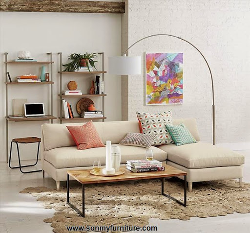 Bộ sofa hai khối màu be là điểm cốt yếu tạo nên một phòng khách trẻ trung và tinh tế Những mẫu ghế sofa nhiều khối cho phòng khách thêm hiện đại_tin tức nội thất phòng khách-3