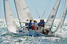 J/22 sailboats- sailing upwind on Lake Michigan