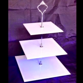 Three Tier White Acrylic Square Cake Stand