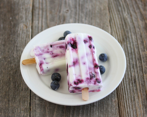 photo of two Blueberry Swirl Yogurt Ice Pops