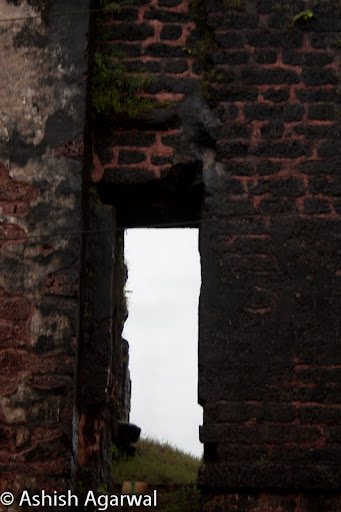 View of a doorway in the ruins of the Tower of the Church of St. Augustine in Goa