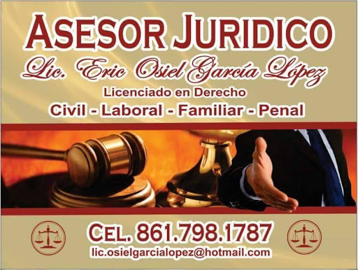 Eric Osiel Garcia Lopez, Cuauhtémoc 994, Ismael López Buitrón, 26739 Sabinas, Coah., México, Abogado penalista | COAH