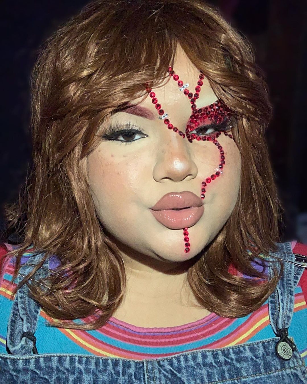 Rhinestone Chucky Makeup Look