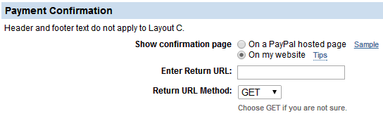 PayPal Confirmation Page