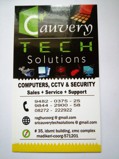 CAUVERY TECH solutions, Computer Service Point, Industrial Estate, Near Indian Gas, Industrial Estate, Madikeri, Karnataka 571201, India, Computer_Consultant, state KA