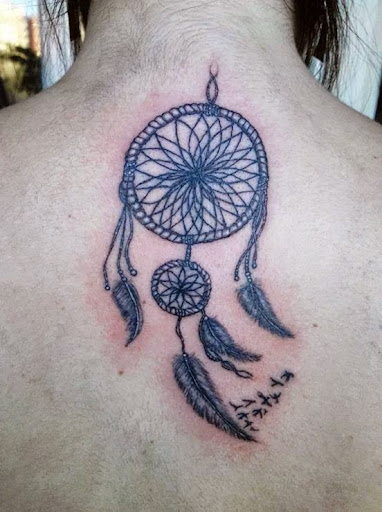 back of neck Dreamcatcher Tattoos