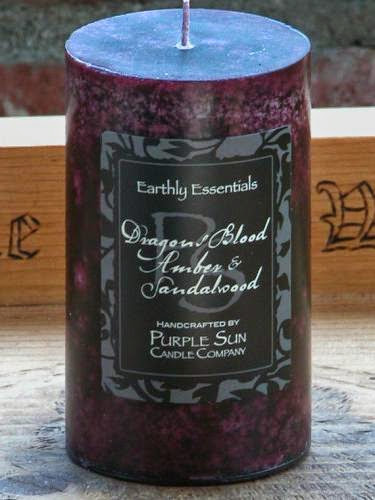 Dragons Blood Amber And Sandalwood Pillar Candle 2X3 For Protection Luck Clearing