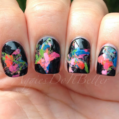 Star Cutout Splatter Nail art with Zoya Tickled Summer 2014 Collection