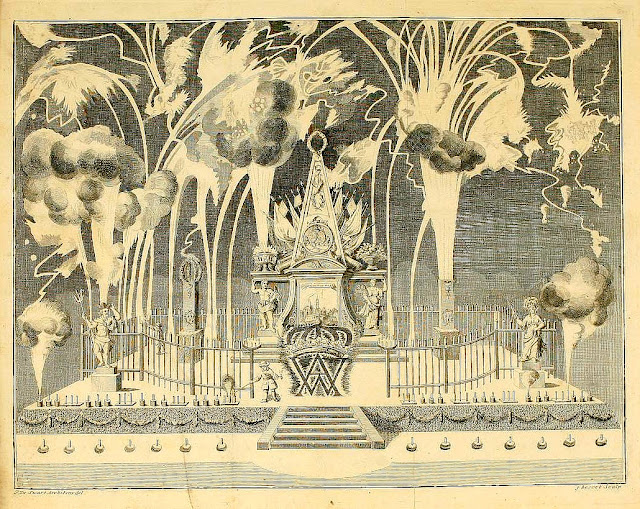 Het blyde Breda, intrede van prins Willem in 1737 pyrotechniek vuurwerk pyrotechnics fireworks ipa
