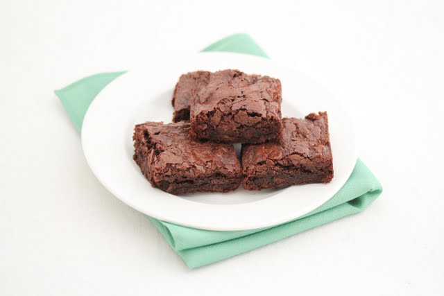 photo of four brownies on a plate
