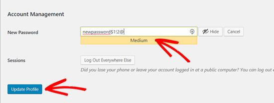 Crie uma senha forte do WordPress e salve-a