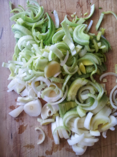 chopped leeks for potato leek soup