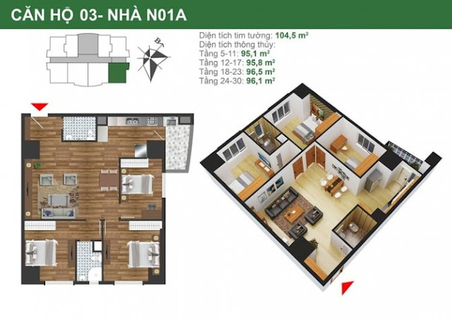 Mặt bằng căn hộ 3 Mặt bằng căn hộ 3