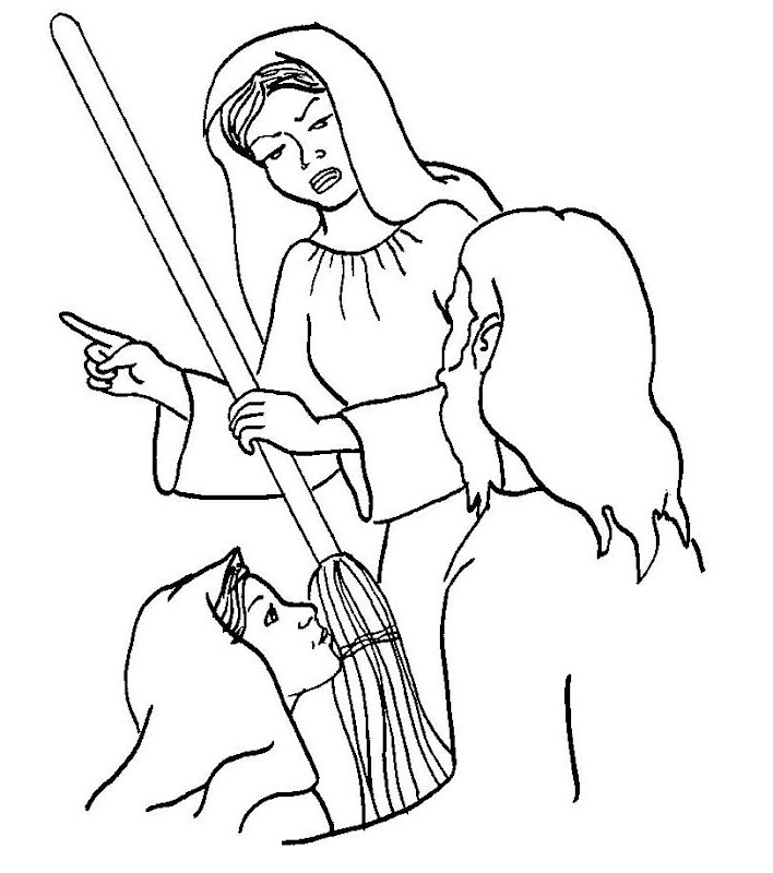 Dibujos Católicos : Jesús con Martha y María para colorear