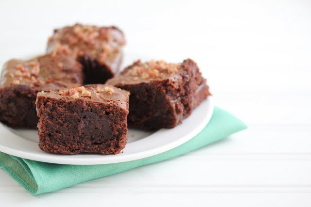 close-up photo of brownies on a plate