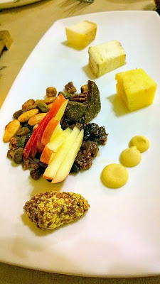 Cheese plate at our Thanksgiving Dinner at the girl & the fig  that also included spiced nuts, olives, fig cake and compote
