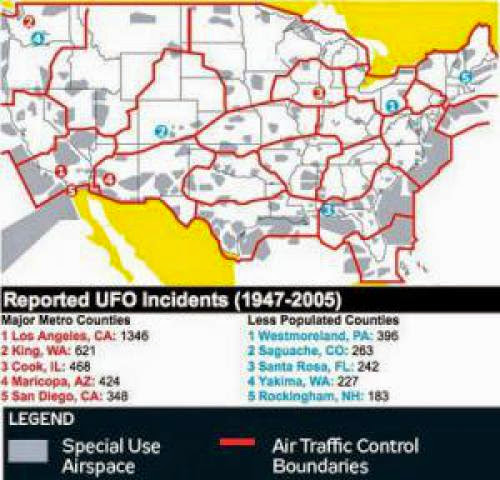 A Map Of Ufo Sighting Hot Spots In America