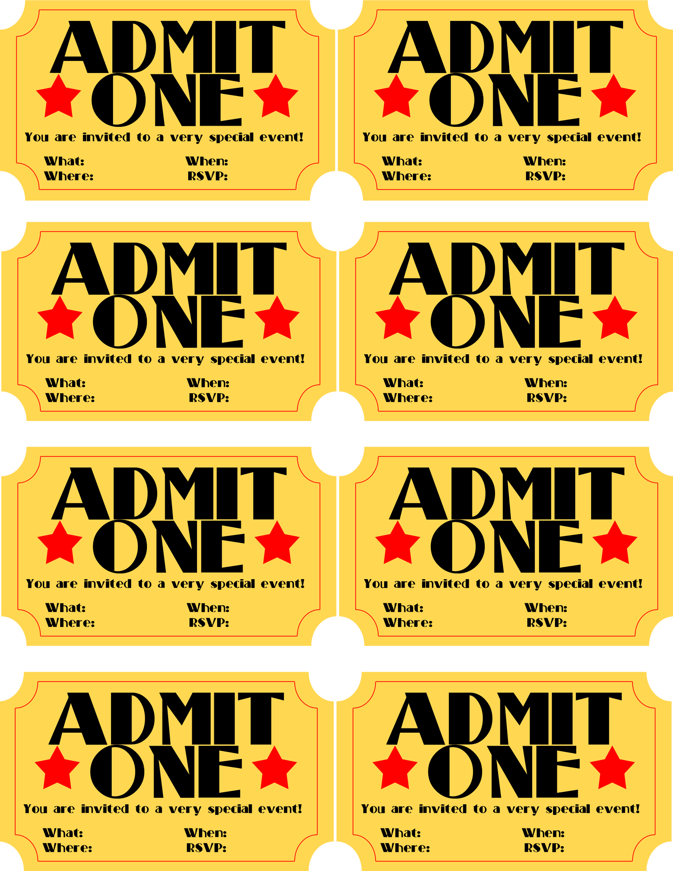 Free Printable Invitation Movie Ticket Stub