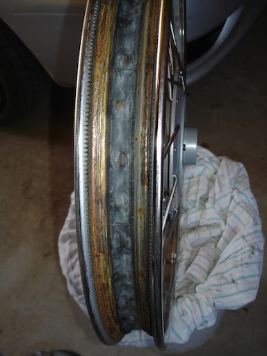 Rusty wheel rim interior