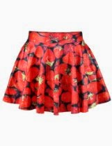 <br />Pink Queen Women Girls Digital Print Stretchy Flared Pleated Casual Mini Skirt