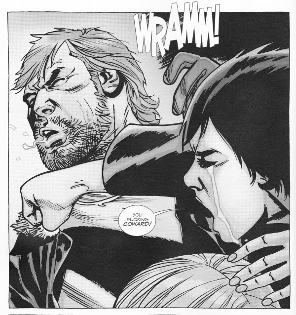 Maggie punches Rick in issue #101