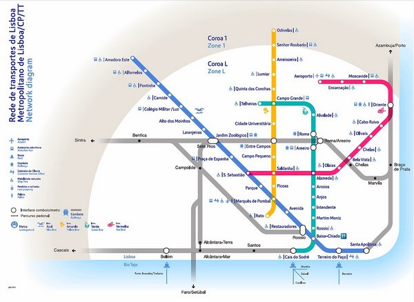 Карта метро в Лиссабоне