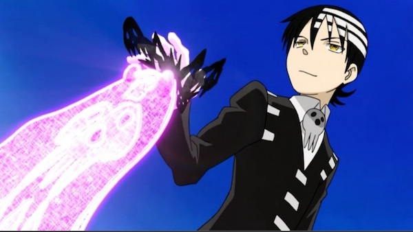 Kid smiling smugly, a purple blob disappearing into his hand