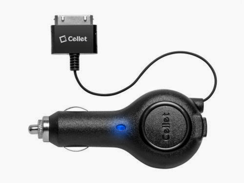  Cellet Retractable Plug In Car Charger for Apple iPhone 3 3GS 4 4S, iPod Touch, Nano,  (Made for iPhone, Licensed by Apple)