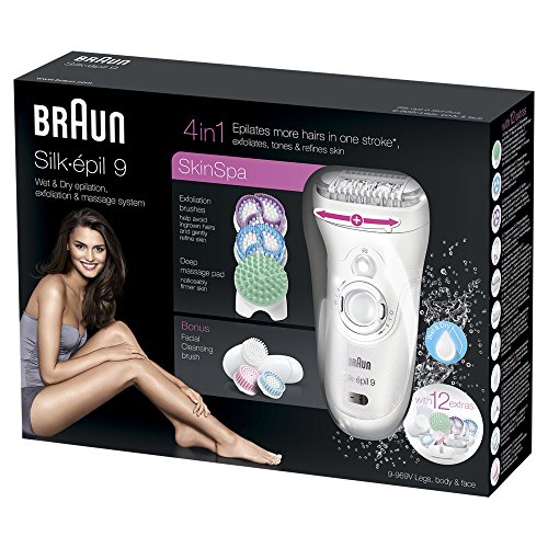 Braun Silk-épil 9 SkinSpa 9-969v - Epilatore per donne, sistema esfoliante 4-in-1, spazzola per la cura della pelle e pulizia del viso extra, bianco