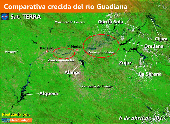 El efecto de las lluvias en la Cuenca del Río Guadiana