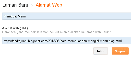 Menu Blog Cara Membuat dan Mengisi Menu Blog