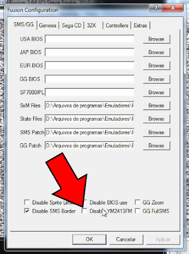 Como desabilitar o som FM no Master System pelo Fusion Como desabilitar o som FM no Master System pelo Fusion