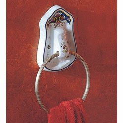  Herbeau Neptune 1113-20-53 Towel Ring Old Silver Plain White