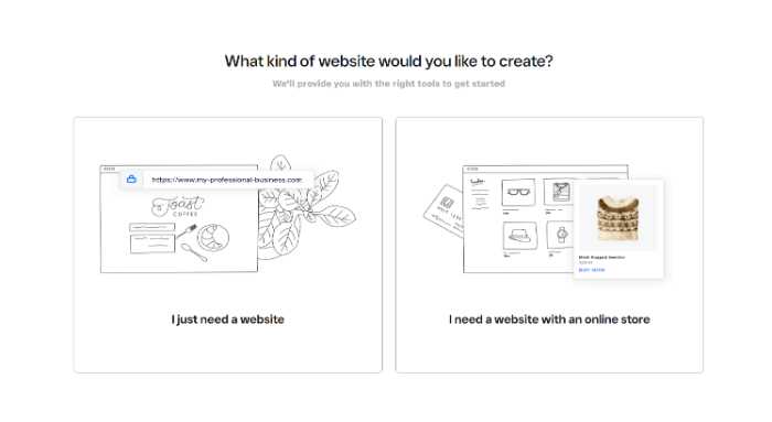 Choosing the type of website you want to create with Weebly 