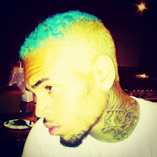 Chris Brown blue hair Chris Brown Goes Blue