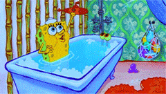 Spongebob Playing with submarine