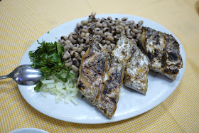 Portuguese grilled fish and beans