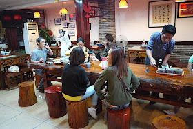 log stools at a restaurant in Changsha, China.