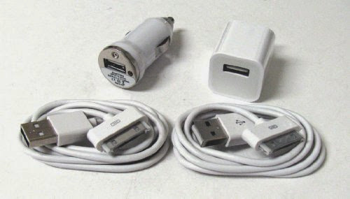 USB AC Home Wall+Car Charger+ 2 x Data Cable for iPod Touch iPhone 2G 3G 3GS 4S