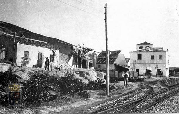 Año 1920. Las vías cerca de Arganda en la Yesería de Salinas en un entorno profundamente rural.