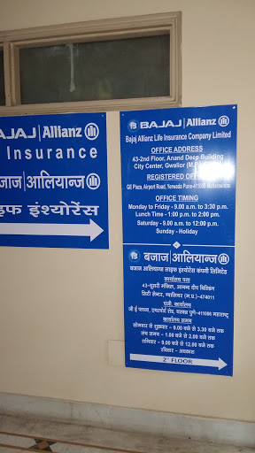 Bajaj Allianz Life Insurance Company Ltd., Madhav Rao Scindia Marg, City Center, Tulsi Vihar Colony, Gwalior, Madhya Pradesh 474002, India, Insurance_Company, state MP