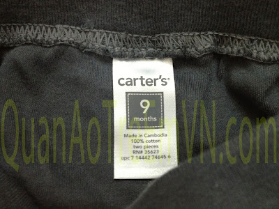 Bodysuit bé trai, hàng xuất made in cambodia, hiệu Carter. 1 set 2 món, mẫu 01.d